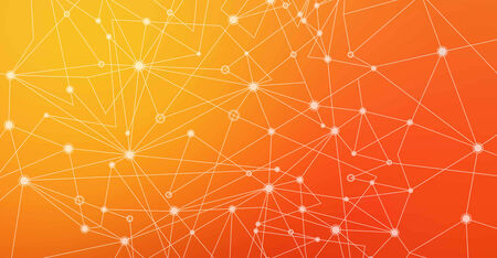 Vernetzungslinien mit Knotenpunkten auf orangefarbenem Hintergrund