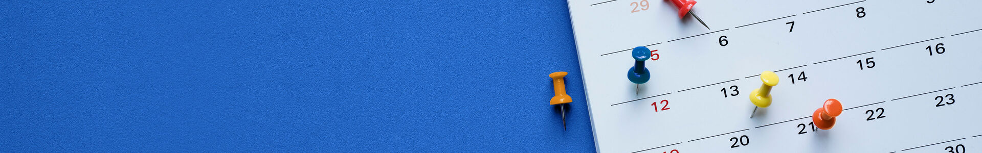 Kalenderausschnitt mit bunten Pins