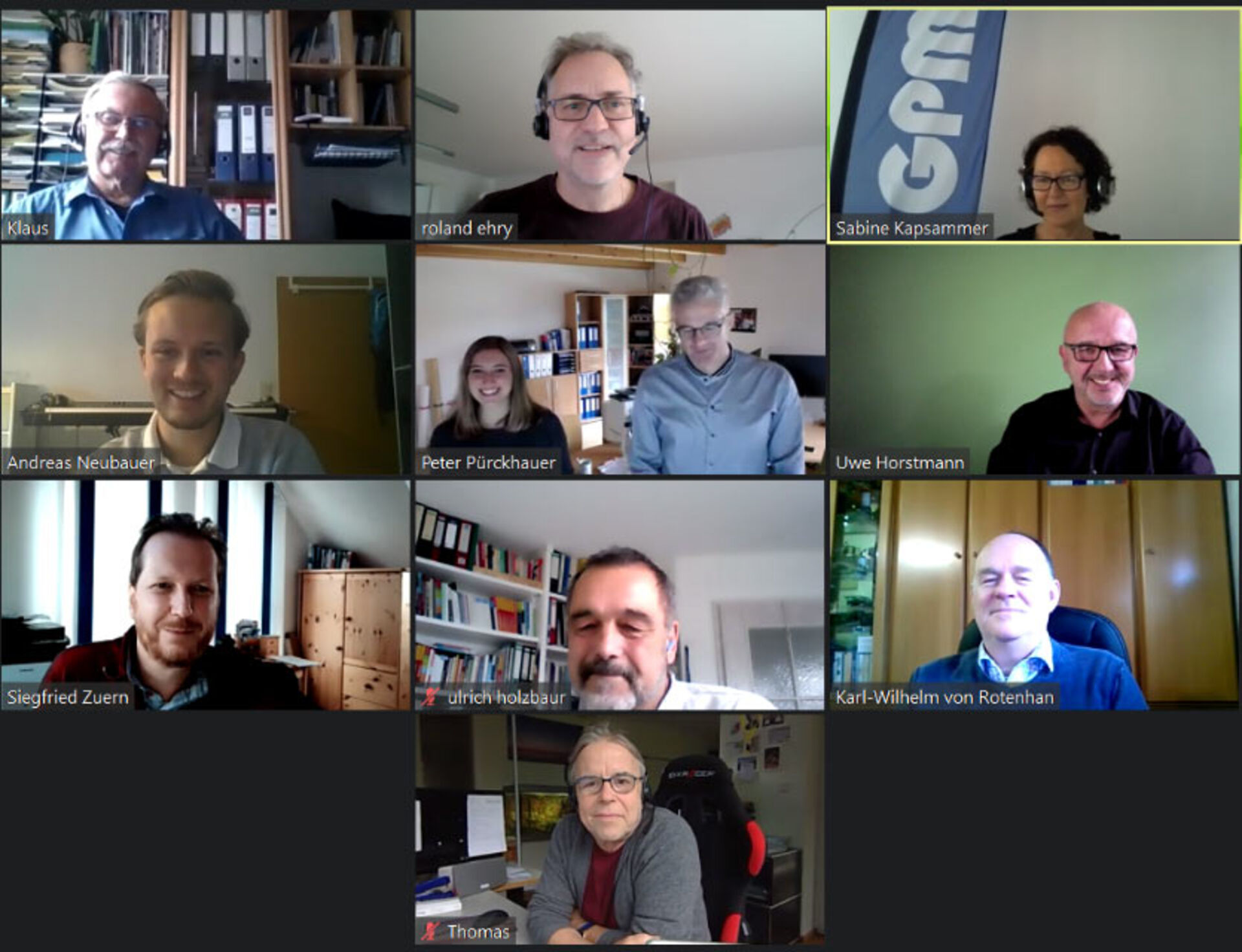 Screenshot eines Onlinemeetings der Fachgruppe