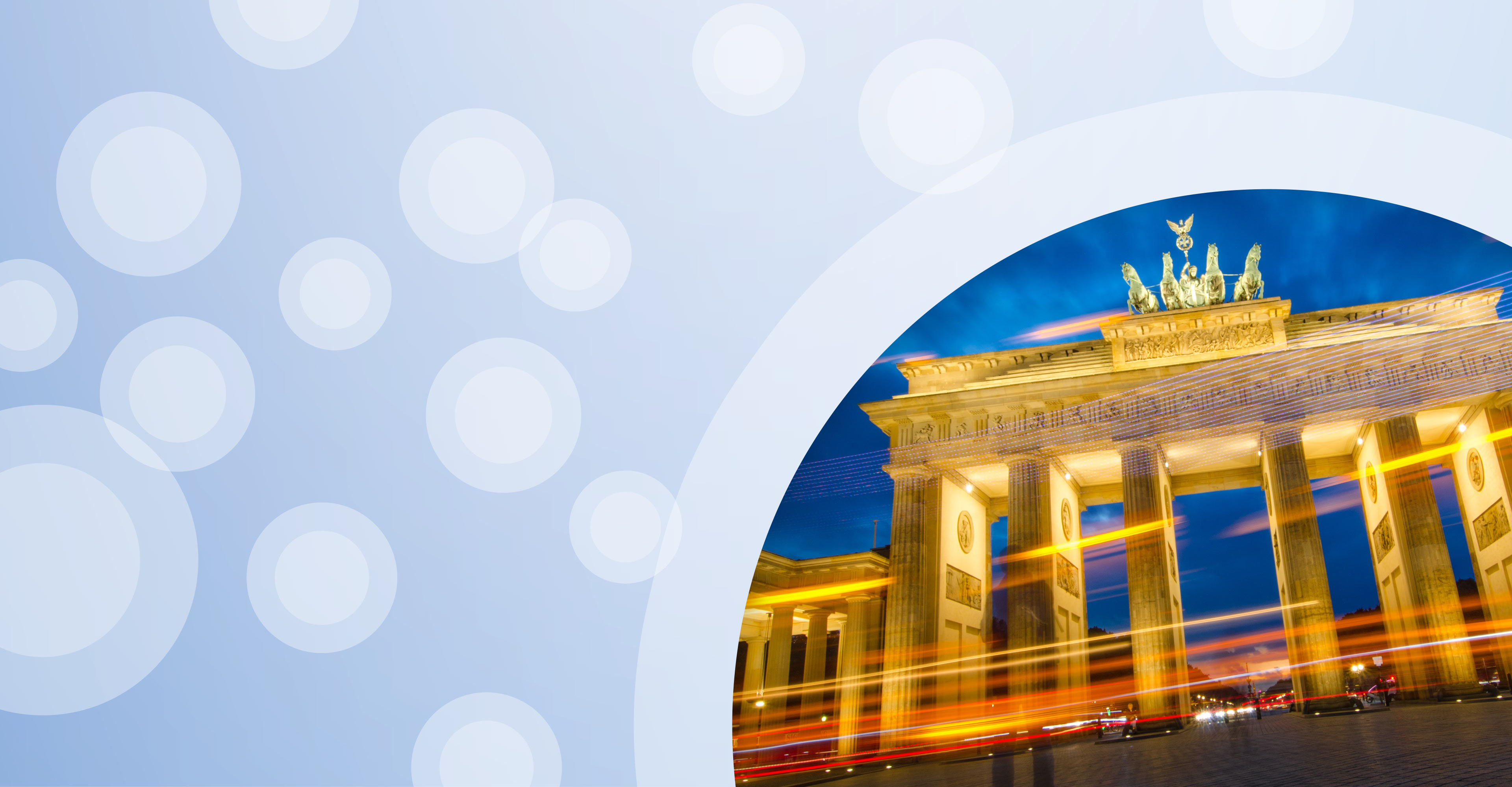 Regionalgrafik in hellblau mit halbtransparenten weißen Kreisen und Bild vom Brandeburger Tor
